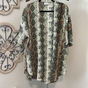 Texas True Treads Multicolor Snake Print Long Open Cardigan Sz S Made In The USA